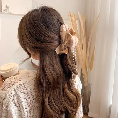 Red Plush Hair Clip for Women Korean Style Large Winter Hair Ball