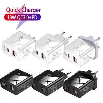 18W PD Fast Charging Adapter 3A European American British