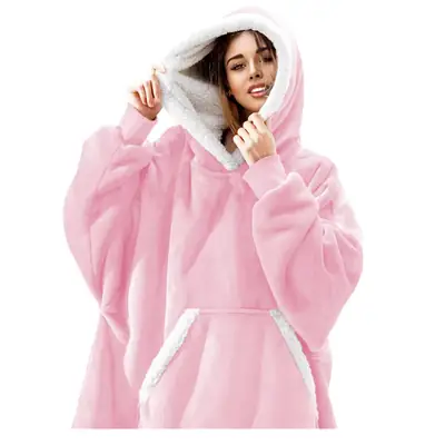 Black Hooded Fleece Lazy Pajamas for Men Women Winter Warm