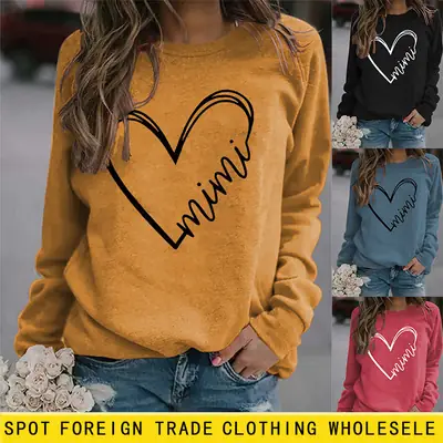 Women's Green Heart Print Long Sleeve Sweatshirt