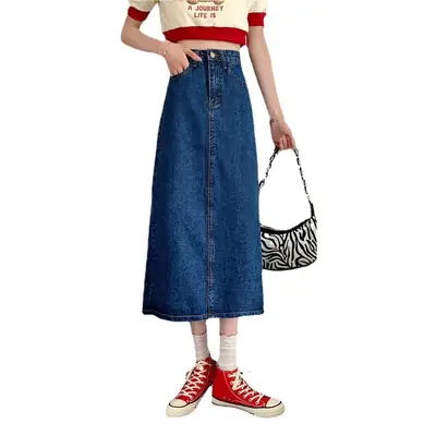 2024 Denim Mid-Length Skirt Women Slim Fit