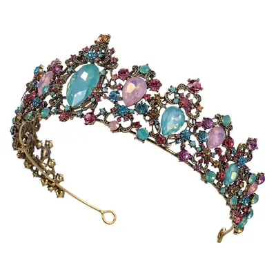 European & American Bride Crown with Seven Color Diamonds