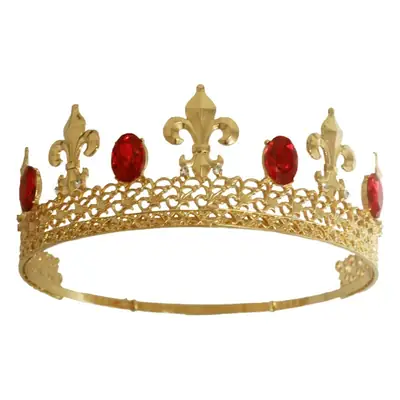 European Crown with Red Stones & Gold Finish