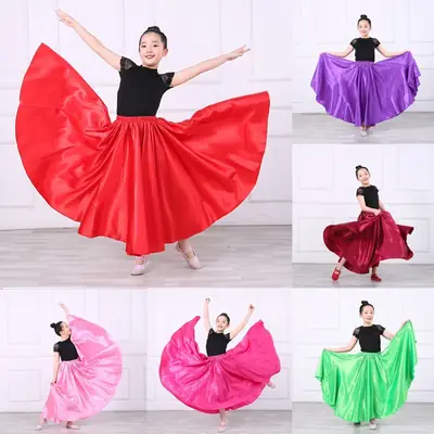 Pink Full-Length Spanish Dance Dress for Girls