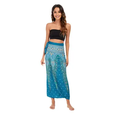 Blue Printed Long Skirt for Women Summer Wear