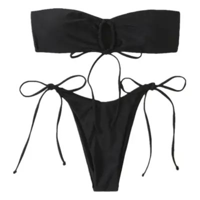 Green Split Triangle Strapless Swimsuit for Women
