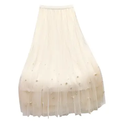 Black Beaded Mesh High Waist Skirt Women