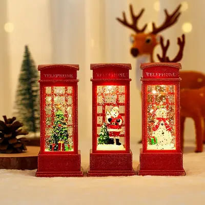 Christmas Telephone Booth Decorations Red Oil Lamp