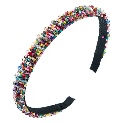 European Handwoven Beaded Hair Hoop Blue