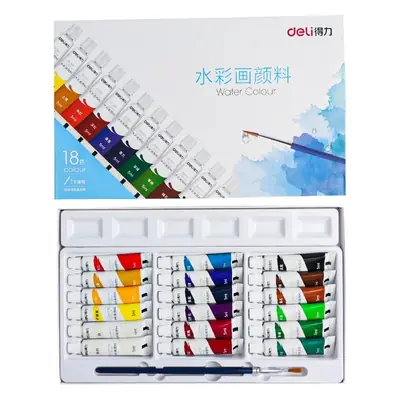 Deli 73862 watercolor gouache paint tool set 24 color painting 12 color art students special washable