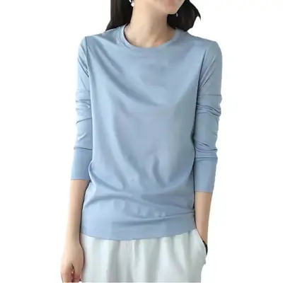 Women Red V-Neck Long Sleeve T-Shirt