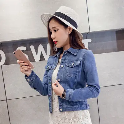 Women Red Denim Jacket Slim Fit 2019