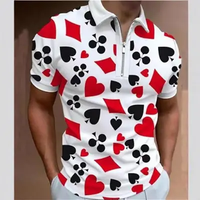 3D Printed Men's Orange Black Polo Shirt