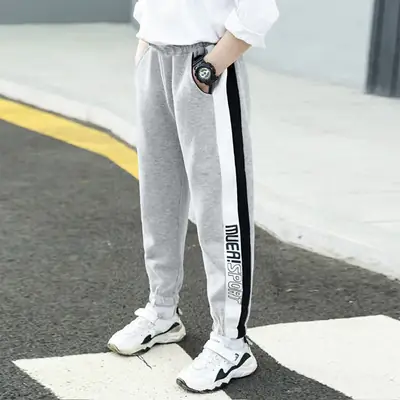 Children's Grey Track Pants 2026 Autumn Medium Large