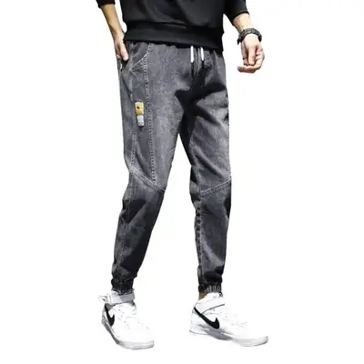 Men Large Black Workwear Pants Casual Leggings Harem