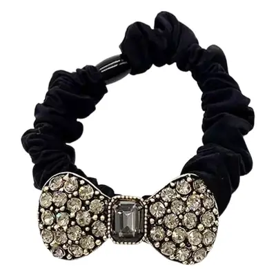 Korean Bow Crystal Hair Ring Brown Rubber Band