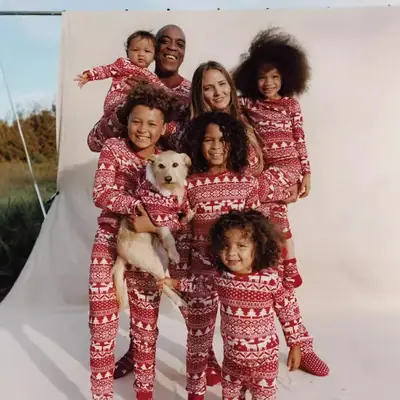 2022 Christmas Printed Family Wear Set Red White Kids