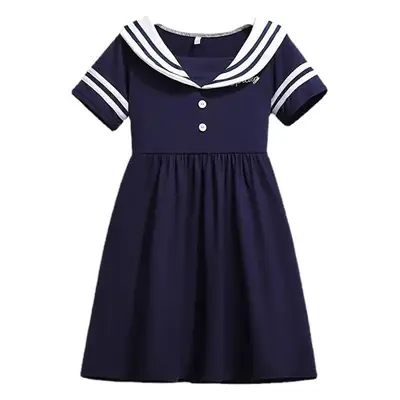 Girls Navy Collar Dress Summer New Medium Large