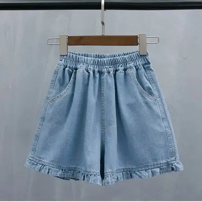 Girls Denim Shorts Mid Size Loose Summer Pants