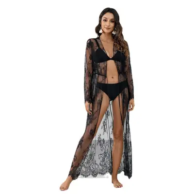 Black Lace See-Through Cardigan Jacket for Women