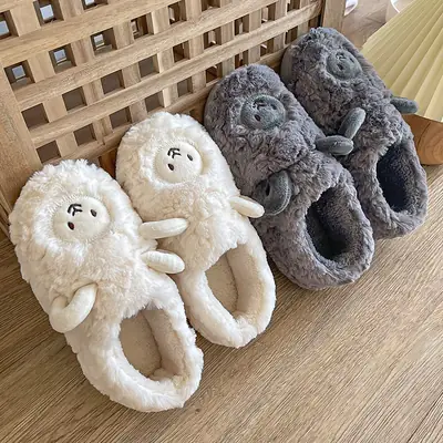 Winter Furry Slippers for Women, Warm & Thickened