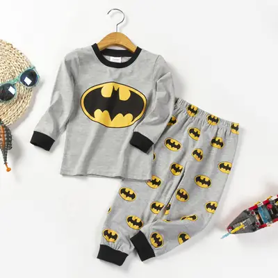 New Kidsren's Pajamas Boys Pure Cotton Batman Printed Long Sleeve