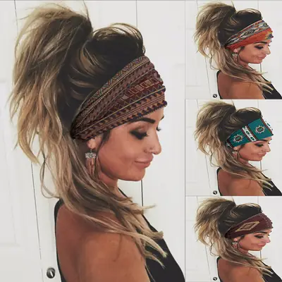Women's Red Blue Star Print Yoga Headband