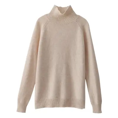 Autumn and Winter New Long-Sleeved Casual Versatile Base Shirt, Thick Korean Style Solid Color Stand-Up Collar Plain Short Sweater for Women, Loose Fit