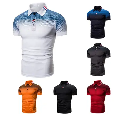 Men Blue Mesh Polo Shirt Summer Wear Short Sleeve