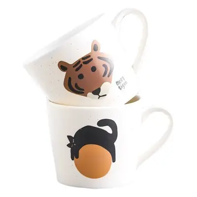 Japanese Style Ceramic Tiger Mug for Couple Breakfast