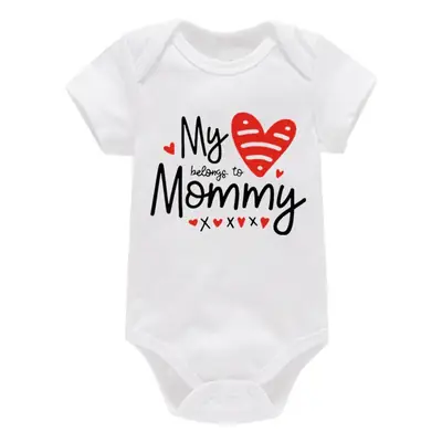Baby Cotton Bodysuit Black Mommy Heart Print