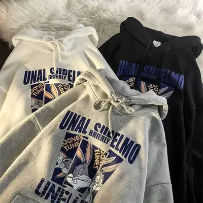 Women's White Gray Fleece Hoodie Unifod Fleece Lined