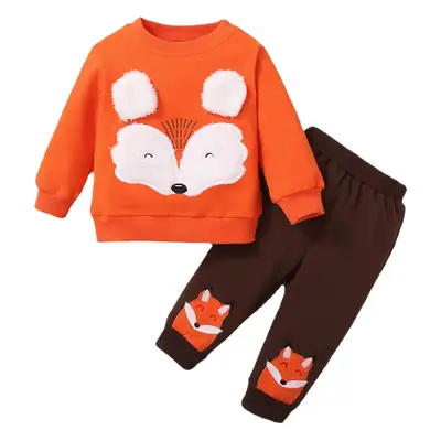Orange Sweatshirt & Brown Pants Set for Kids
