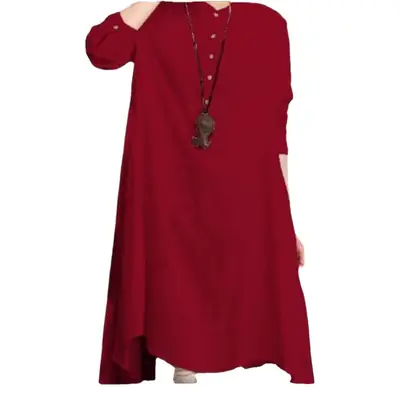 Women Cotton Linen Loose Collar Shirt Long Skirt Set