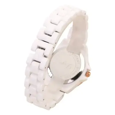 Women's White Ceramic Digital Watch with Rose Gold Accents