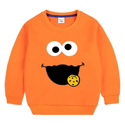 Gray Cartoon Face Cotton Sweater for Kids