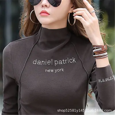 Women 2025 Long Sleeve Turtleneck Shirt Green