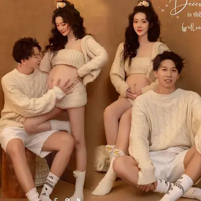 New Photo Studio Pregnant Couple Art Clothing Maternity Clothes