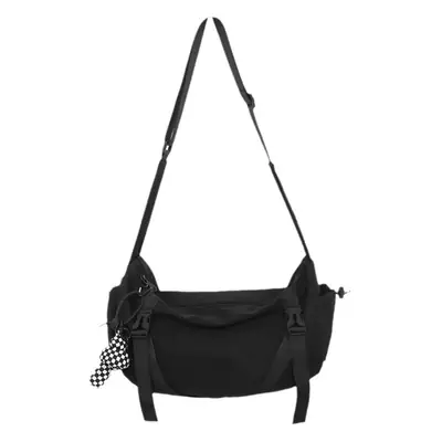 Men's Black Crossbody Bag Large Capacity Japanese Style