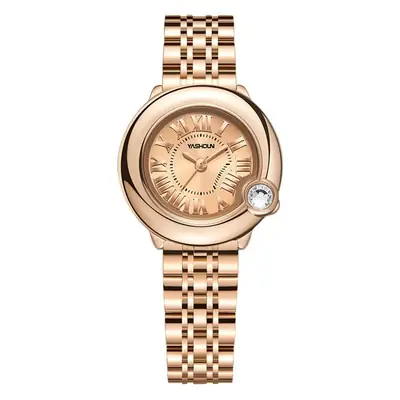 Yashidun Rose Gold Women's Quartz Watch with Diamond Crown