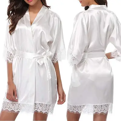 Sexy Plus Size Nightdress Purple Lace Belted