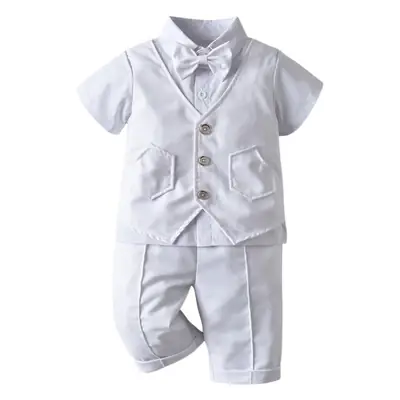 British Gentleman Bow Short Sleeve Vest Suit for Boys