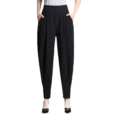 Women's Black Slim Fit Nine Point Pants Large