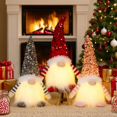 Christmas Gnome Lights with LED Light & Fur Tulle