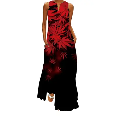 2026 Summer V-Neck Sleeveless Dress Multi-Color Print