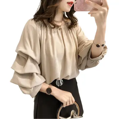 New Korean Style Off-Shoulder Chiffon Shirt Women