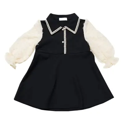 Girls Black Embroidered Princess Dress Spring 2024