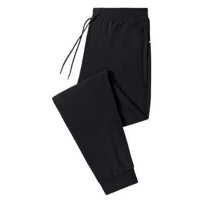 Fleece Lined Black Casual Pants for Men Winter Drawstring