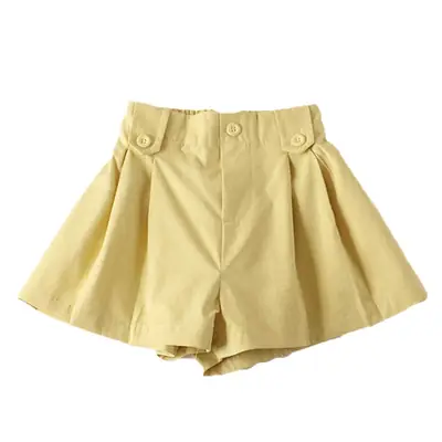 Girls Beige Cotton Shorts Summer Casual Loose Fit