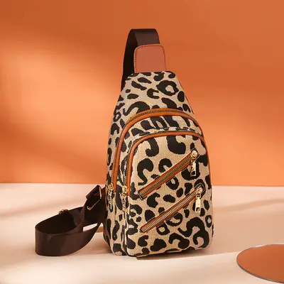Leopard Print Women's Crossbody Bag with Soft PU Leather